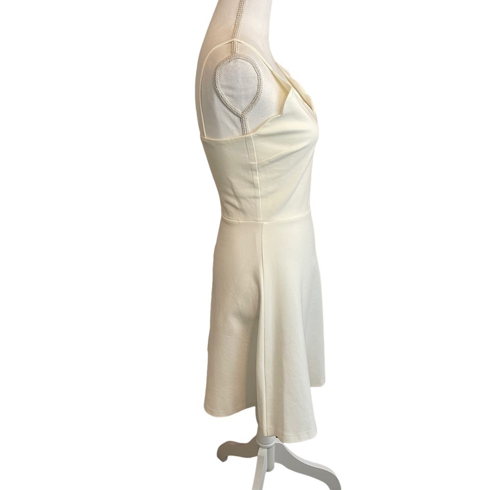 LOVE...ADY Creamy White Scallop Front Fit & Flare Skater Mini Dress. S - Picture 2 of 12